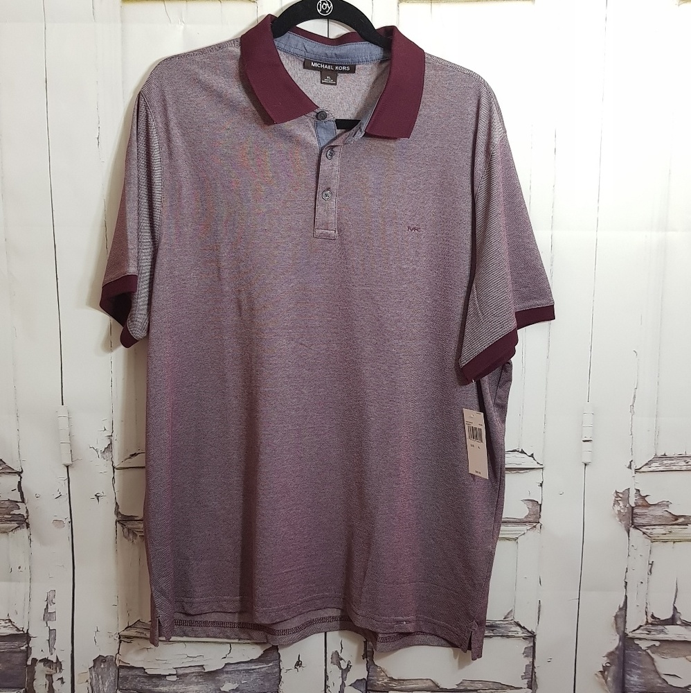 NWT Michael Kors Mens Polo Burgundy